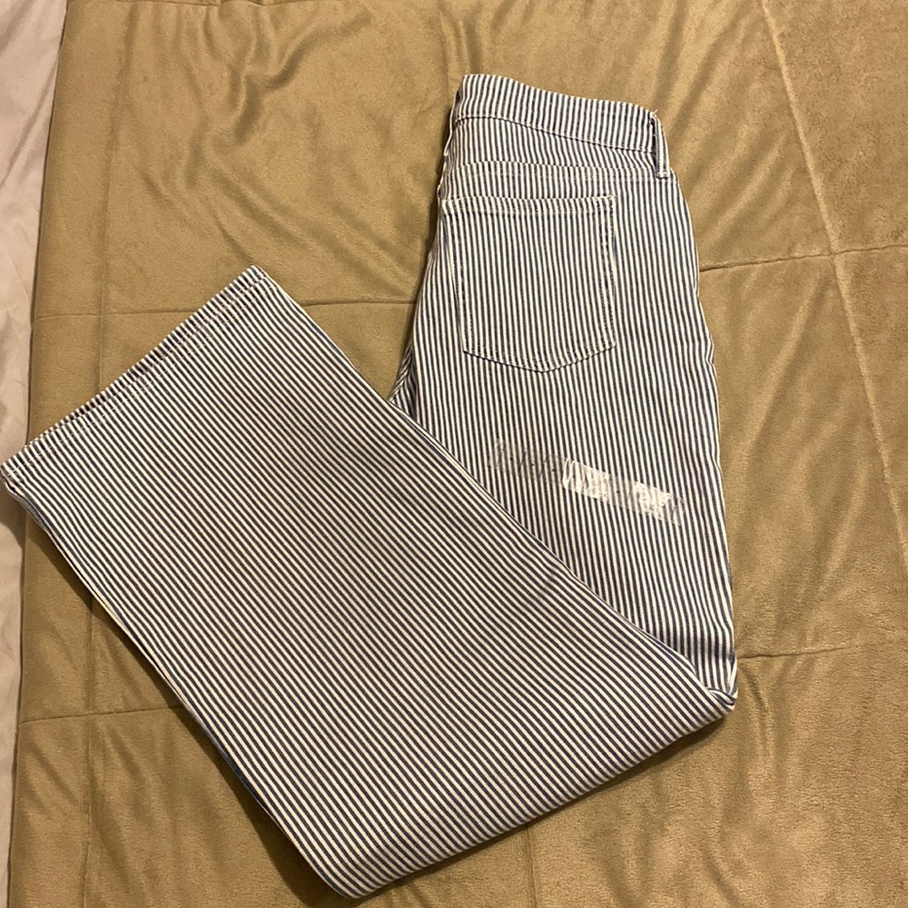 Striped wide leg jeans